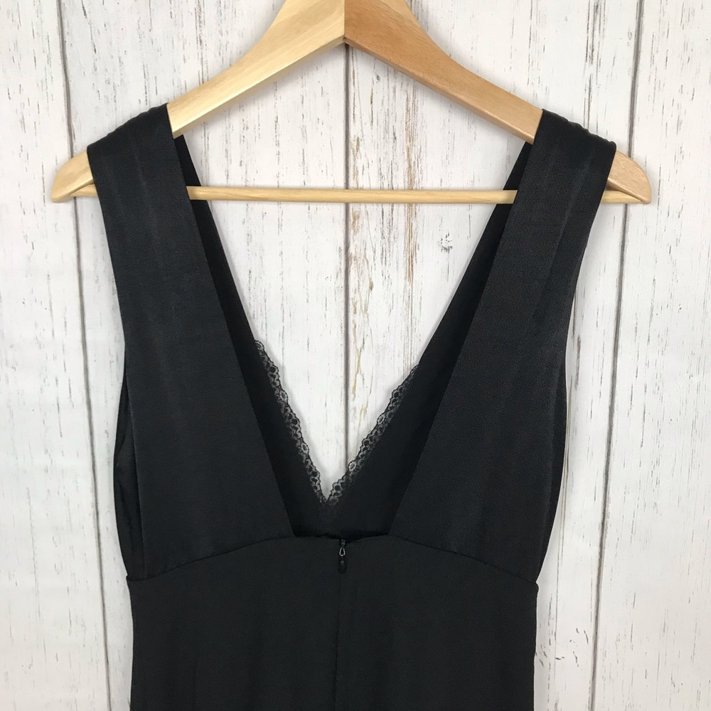 Zara V Neck Fit & Flare Mini Black Dress - Picture 6 of 8